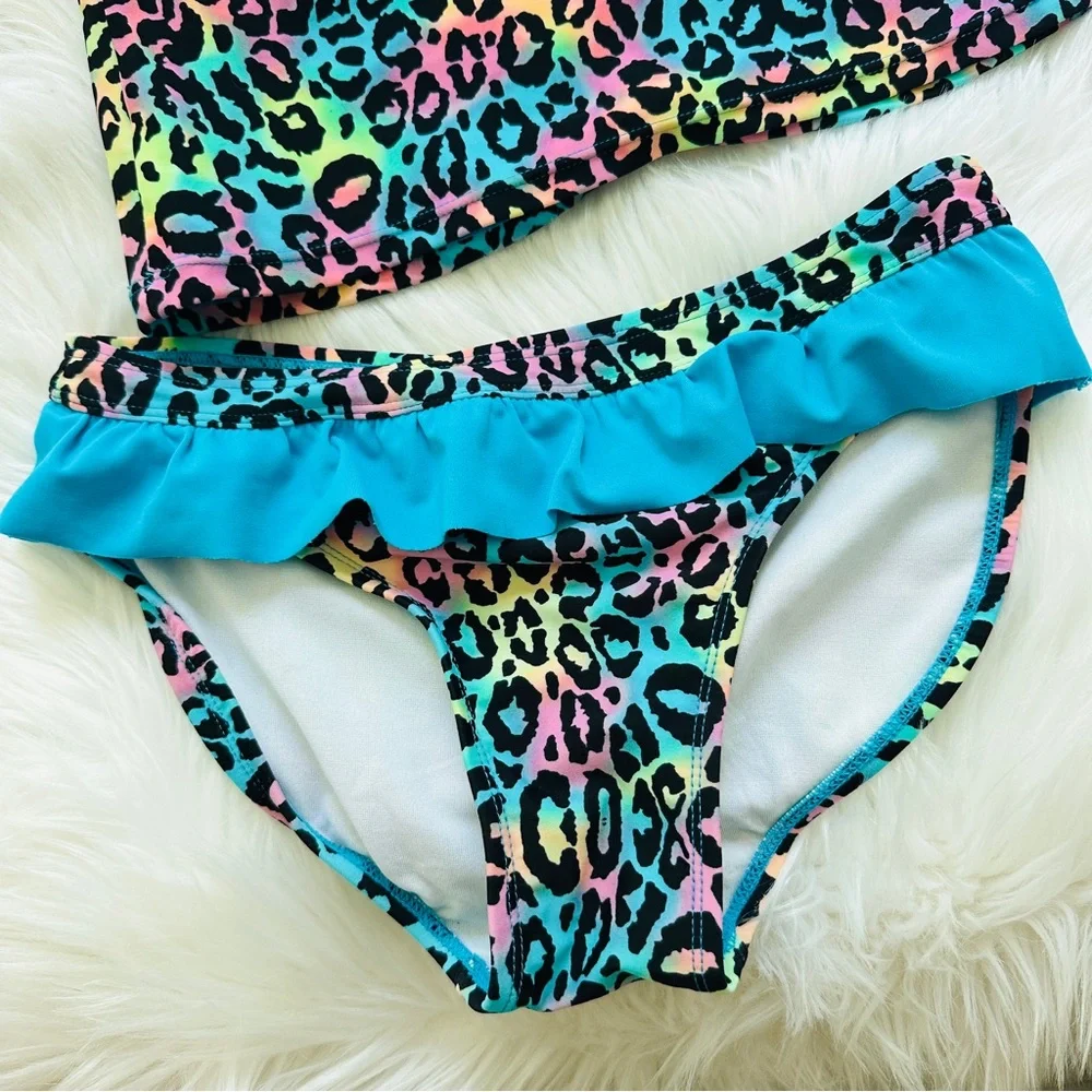 5 x $25 NWOT Off The Shoulder Leopard Print Ruffles Swim Set, 10